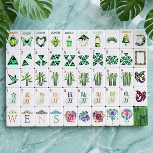 <span class=keywords><strong>Oh</strong></span> My 160 Fichas, Juego de Mahjong Americano de Acrílico de Lujo con Nuevo Patrón Personalizado del Mago de Oz, Fichas de 4 Capas Grabadas Personalizadas en Verde Esmeralda - Product Image 5
