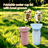 Gobelet de voyage pliable en silicone pour chien et chat avec bol pliable anti-fuite, bouteille d'eau durable à suspendre pour une utilisation en extérieur