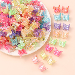 Klip rambut cakar kupu-kupu tebal kecil untuk anak-anak Aksesori Plastik seperti Jelly transparan dengan bubuk Glitter untuk ekspor - Product Image 6