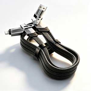 Cable de Carga Multifuncional 4 en 1 de 65W con Trenzado de Nailon para Amantes de las Tecnologías, Cable Plano para Sincronización de Datos de Teléfono <span class=keywords><strong>y</strong></span> Portátil - Product Image 1