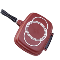 Poêle de cuisson antiadhésive carrée double face pour crêpes, omelettes, sandwichs et grillades