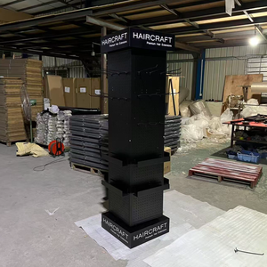Présentoir rotatif à 360° sur pied en fer à 4 faces pour magasin de détail, avec étagère de rangement suspendue - Product Image 3
