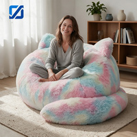 Canapé paresseux compressé en forme de chat, capitonné, surdimensionné, en particules d'éponge, doux et moelleux, type pouf Tatami