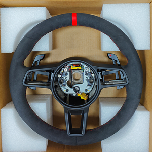 พวงมาลัยหุ้มอัลคันทาร่าพร้อมแป้นเปลี่ยนเกียร์แม่เหล็กสำหรับรถปอร์เช่ GT Cayenne 911 981 <span class=keywords><strong>GTS</strong></span> <span class=keywords><strong>957</strong></span> Cayman 991 Carrera Boxster 981 987 - Product Image 6