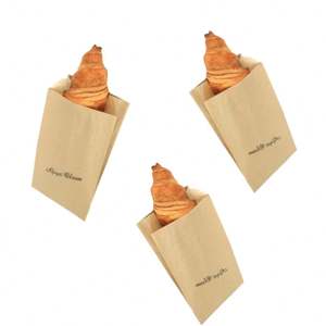 Sacs à emporter personnalisés pour restaurants, y compris des sacs pour beignets, biscuits, croissants, hamburgers et des sacs en papier anti-graisse à une face - Product Image 1