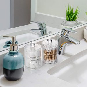 Set di 3 Contenitori per Tamponi e Cotone, Barattolo da 10 Oz per Qtip, Dispenser Trasparente per Bagno - Product Image 3