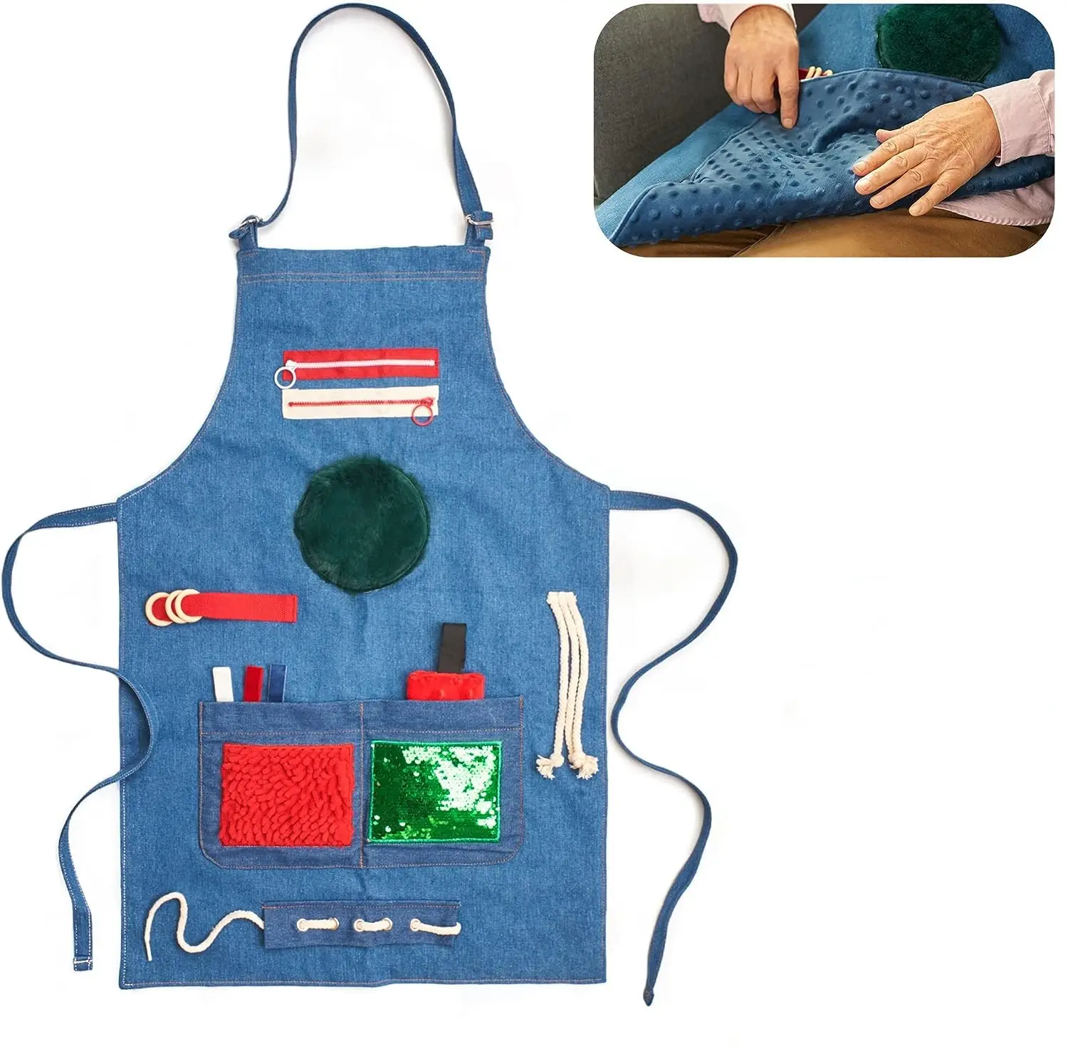 Fidget apron สำหรับผู้สูงอายุ Fidget blanket สำหรับ Alzheimer ภาวะสมองเสื่อมของเล่น Fidget