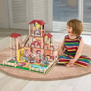 บ้านตุ๊กตาเด็กเล่นบ้าน3D พร้อมอุปกรณ์เสริมสำหรับไฟบ้านของเล่น2024แบบ DIY - Product Image 3