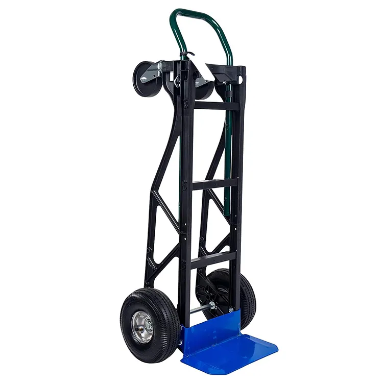 JH-Mech mão caminhão carrinho com roda inflável durável oficina metal dobrável conversível mão caminhão escadas carrinho