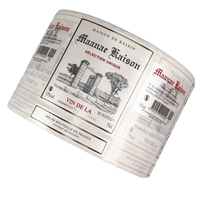 Etiquetas adhesivas de papel adhesivas impermeables fuertes en relieve de lámina de oro personalizadas, diseño personalizado UV permanente para cerveza de vino tinto