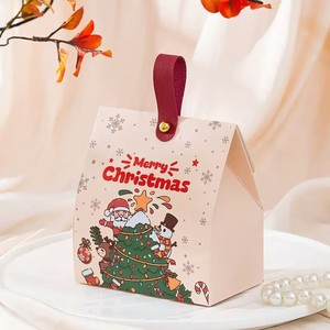 Christmas Gift Box with Handle Cartoon Santa Triangle Candy Paper Box Holiday <b>Sweet</b> <b>Packaging</b> Box Wholesale - Product Image 2