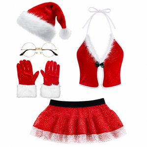 Disfraz de Navidad para Fiesta, Sombrero, Gafas, Guantes, Falda, Vestido, Conjunto de Disfraces para Mujeres y Niñas, Disponible en Stock - Product Image 2