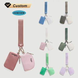 Portefeuille porte-clés personnalisé en nylon à double poche avec dragonne pour femme, pochette portable transparente à double poche et dragonne. - Product Image 1