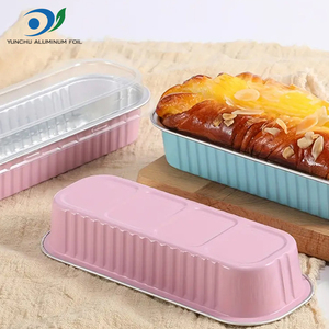 200ml 300ml Rectangular Colorful Mini Loaf Baking Pans Recyclable Disposable Aluminium <strong>Foil</strong> Cake <strong>Container</strong> With Plastic Cover - Product Image 4