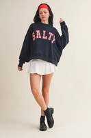 Sweat à capuche surdimensionné en coton pour femme, brodé sur mesure, col rond, tricoté, design de créateur, ensemble unisexe, personnalisation avec logo