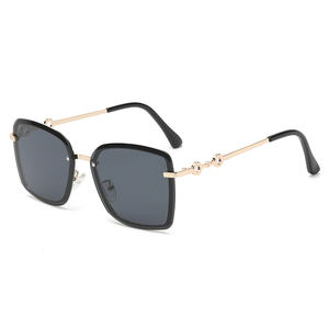 Nouveauté, lunettes de soleil carrées à monture intégrale de style hip-hop européen, verres multicolores, monture en PC UV400, or blanc, unisexe - Product Image 3