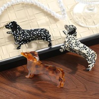 Pince à cheveux personnalisable, mignonne, faite à la main, lumineuse, écologique, en acétate, motif chien saucisse de dessin animé, élégante et amusante, pour coiffure mi-attachée
