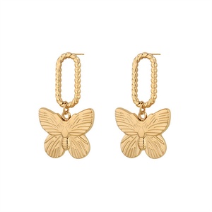 Bijoux personnalisés pour femmes, accessoires, plaqué or, boucles d'oreilles délicates en forme de papillon et de cœur - Product Image 2