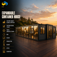 Maison conteneur préfabriquée extensible et pliable de 20 pieds/40 pieds avec mur-rideau en verre et cuisine-chambre
