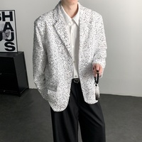 Blazer décontracté pour homme orné de sequins, coupe ample, revers cranté, simple boutonnage, veste de costume de soirée pour performance scénique