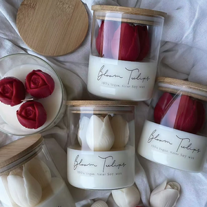 Vela Aromática de Cera de Soya con Aroma a Rosas y Tulipanes, Regalo para el Día de San Valentín, Acción de Gracias, Navidad, Hecha a Mano, Orgánica y de Larga Duración - Product Image 1