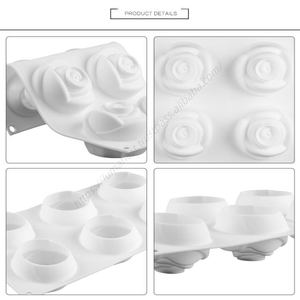 Moule en silicone C399 pour 6 roses, idéal pour la décoration de gâteaux de mariage, la fabrication artisanale de bonbons, chocolats et savons – Vente en gros - Product Image 5