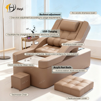 Fauteuil de lavage de cheveux avec lavabo intégré, élévateur électrique, lit de pédicure et spa capillaire japonais
