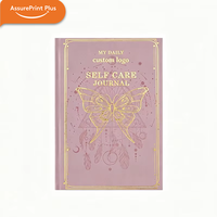 Journal de bien-être A5 non daté pour femmes, couverture rigide en PU avec bord doré, carnet de gratitude 100 g/m², journal de réflexion quotidienne pour la santé mentale