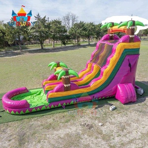 Tobogán Acuático Inflable Rosa Vibrante, Económico, Doble Carril, con Palmeras, para Niños, Carnaval y Fiestas en <span class=keywords><strong>la</strong></span> Piscina - Product Image 2