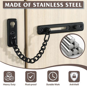 Serrure <span class=keywords><strong>de</strong></span> <span class=keywords><strong>porte</strong></span> moderne à vis avec chaîne <span class=keywords><strong>de</strong></span> sécurité antivol et bouton à ressort à verrouillage inversé pour les portes <span class=keywords><strong>d</strong></span>'<span class=keywords><strong>entrée</strong></span> intérieures <span class=keywords><strong>d</strong></span>'hôtel - Product Image 3