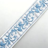 Ruban brodé motif acanthe bleu clair, dentelle 100 % polyester gaufrée haute densité pour rideaux, chapeaux et décoration intérieure