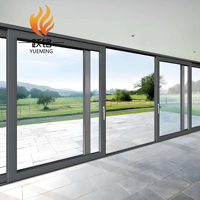 Porte coulissante en aluminium à rupture de pont thermique de style moderne, cadre fin, verre double trempé Low-E, verrouillage multipoints, pour hôtel