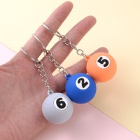 Llavero de PVC con bola de billar de simulación al por mayor, mini llavero de bola para llaveros elegantes, colgante para mochila, regalo