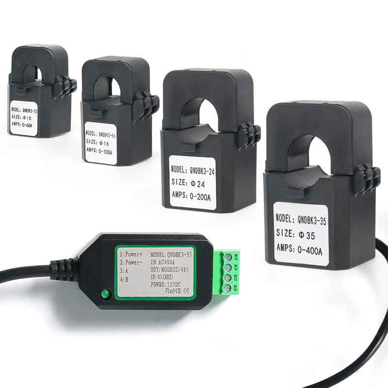 Split Core Current Transforemr Modbus QNDBK3-10 Ac 5A 10A 20A 50A 100A RS485 Dc Clamp Ct Transmitter Current Sensor Transducer