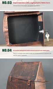 Buzón de Pared de Hierro Forjado, Estilo Retro Idílico con Cerradura, Buzón Exterior Impermeable, Accesorios de Decoración para Fotografía - Product Image 5
