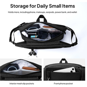 Riñonera cruzada de gran capacidad con bolsillo oculto para botella de agua, resistente al agua, cinturón ajustable para senderismo, correr y viajar - Product Image 4