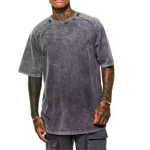 Camiseta de Hombre 2024, Estilo Hip Hop, 100% Algodón, Lavado Ácido, Talla Grande, Estilo Vintage, Tejida, en Oferta - Product Image 1