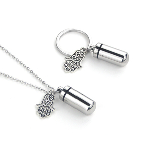 Perhiasan kremasi baja tahan karat kalung abu guci untuk wanita pria liontin abu silinder, tempat abu liontin guci peringatan - Product Image 2