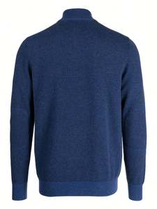 Vente en gros de pull en tricot de luxe avec logo personnalisé Pull en cachemire et laine Pull à demi-fermeture éclair pour hommes - Product Image 6