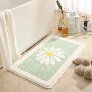 Top tapis et tapis de salle de bain de luxe en vente longs tapis de bain couleur personnalisée antidérapant chrysanthème douche tapis de bain