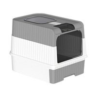 Bac à litière pour chat carré, entièrement fermé, grand format, anti-éclaboussures, facile à nettoyer, avec désodorisant automatique, lampe ultraviolette rechargeable
