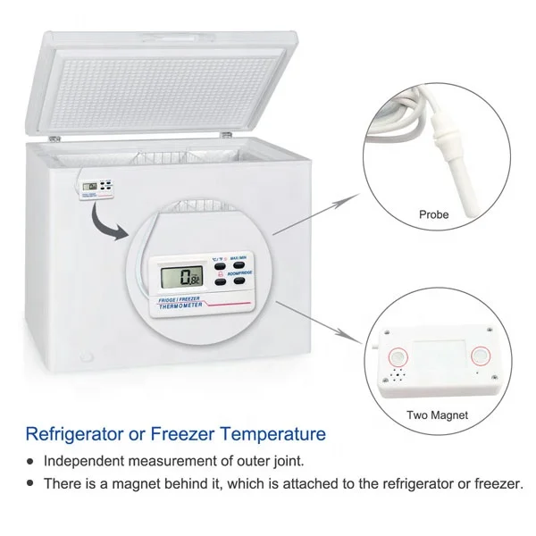 Termómetro del refrigerador del congelador de Digitaces para la caja más fresca vaccínea con el USB cargable