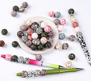 Perles craquelées imprimer 15mm perles rondes en Silicone en vrac bébé perles de dentition sans BPA jouets de dentition en Silicone pour stylos Bracelet - Product Image 5