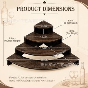 Étagère à vin en bois carbonisé à 4 niveaux pour comptoir, rangement et présentation de whisky, café et articles divers - Product Image 3