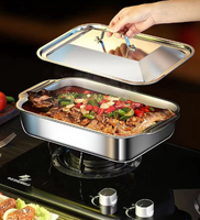 Edelstahl Rechteckige Speisebehälter mit Deckel - Robuster Buffet-Server Dampftisch-Behälter für Catering Restaurant Anti-Klebe-Design