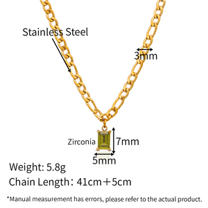 <span class=keywords><strong>Chris</strong></span> april 316L Acier inoxydable olivine cz émeraude pendentif figaro chaîne colliers - Product Image 2