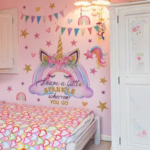 漫画かわいい壁デカール取り外し可能な壁ステッカー女の子の寝室デカールアート装飾デカールウサギの壁ステッカー