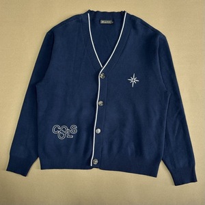 <b>Navy</b> V Neck Knit <b>Cardigan</b> Button Front Long Sleeve Pullover Sweater for Women - Product Image 3