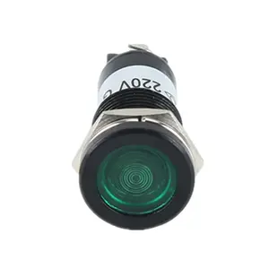 AD22C-14D Green LED Metal Indicator Pilot Dash Light Signal Push Button Lamp Switch