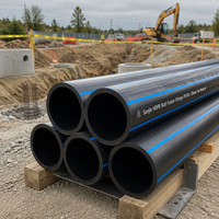 Tuyau d'égout en PEHD vierge PE100 300mm 400mm 500mm 600mm 800mm SN8 SDR26 à paroi intérieure lisse pour projets d'évacuation des eaux usées